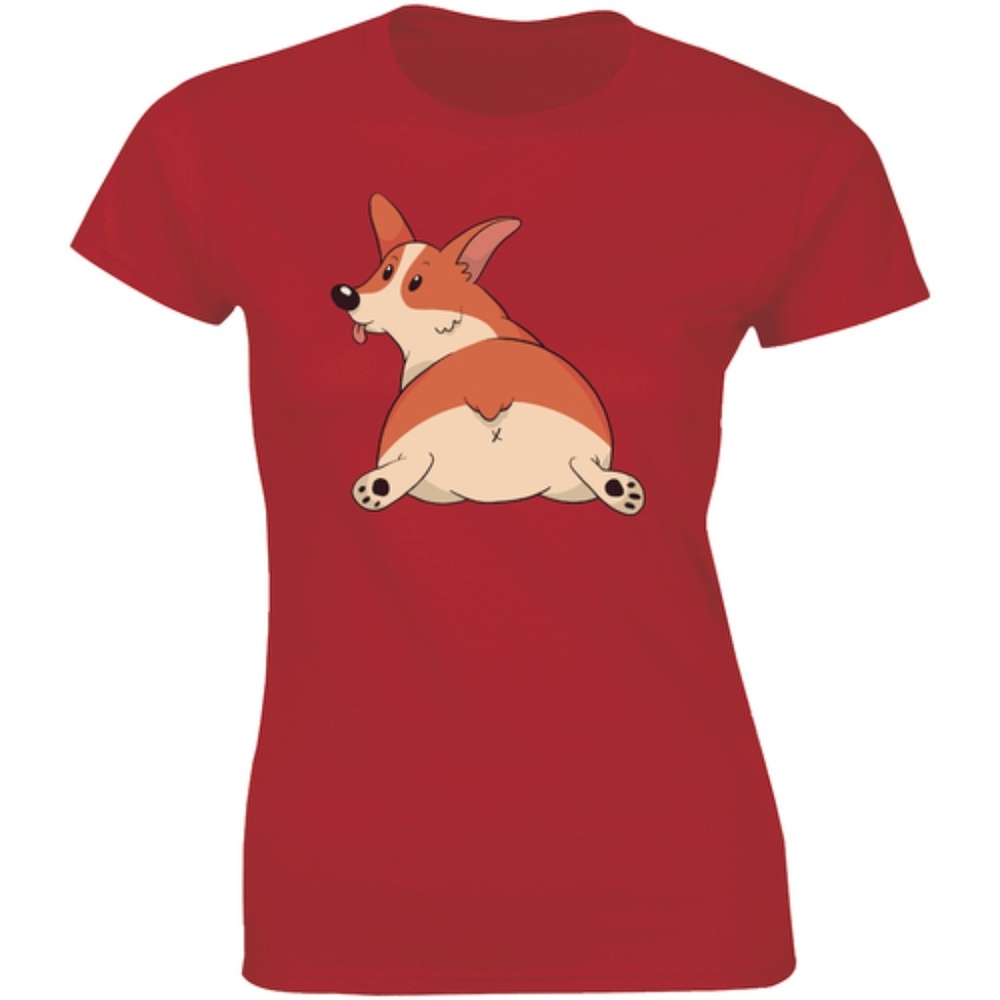 Lazy Funny Corgi Sit On Stomach T-shirt Tee